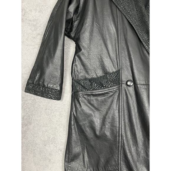 Vintage Roberta Di Castelli Leather Coat Womens Medium Long Mob Wife Matrix 90s - Picture 7 of 15